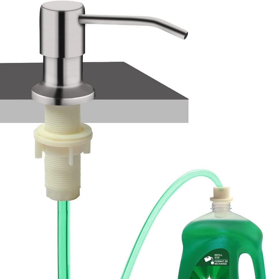 OHiHi brushed nickel sink soap dispenser with extension tube
