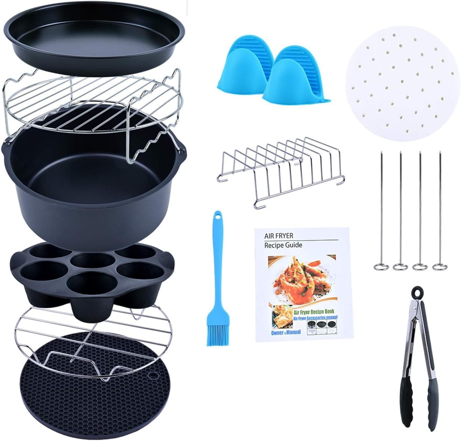 Complete air fryer accessories set with pans and racks